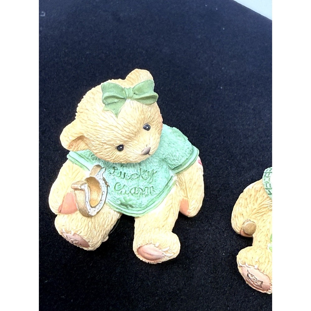 Cherished Teddies 1998 Irish Good Luck Lucky Charm bears mini figurines set of 2 - Picture 2 of 6